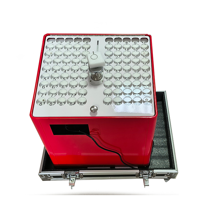 Red Desktop Bingo Blower with Aluminum Travel Case